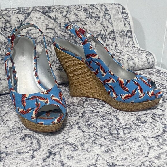 Audrey Brooke NAOMI Slingback Wedges in Blue Size 8 - Picture 4 of 8